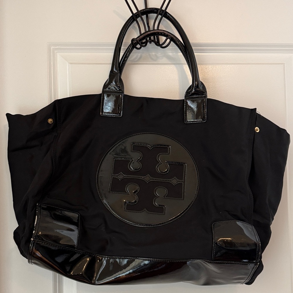 Tory Burch Black Patent Leather Tote